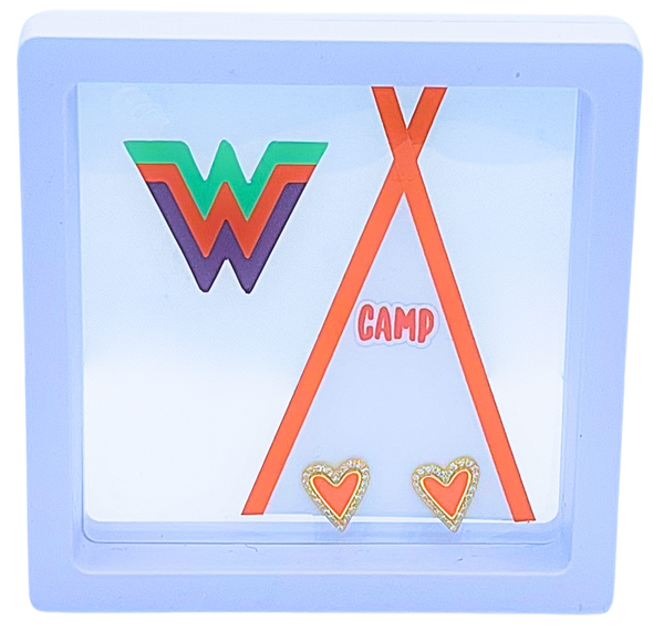 I Love my CAMP: Bright Color Heart Studs on Camp Tent