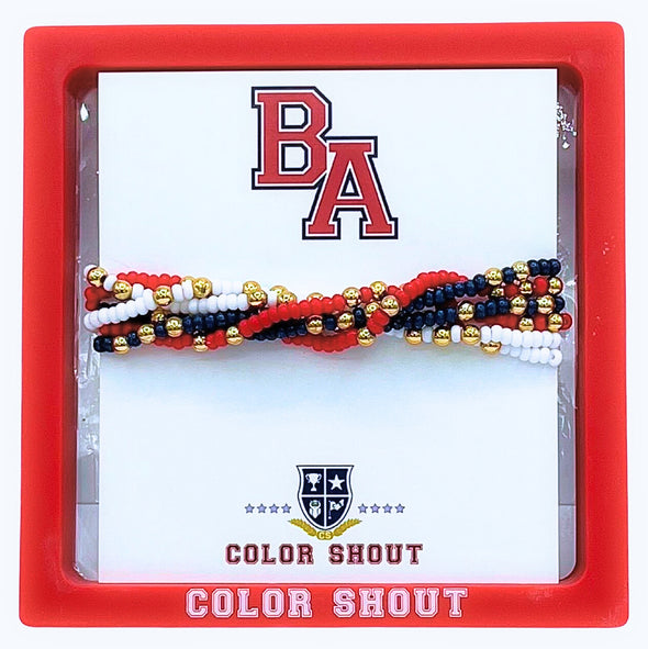 Custom School Colors Stack: Set of 6 Beaded Stretch Bracelets