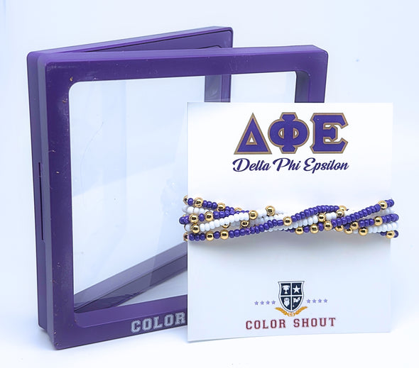 B201 DPE-Delta Phi Epsilon Colors Stack: Set of 6 Beaded Stretch Bracelets