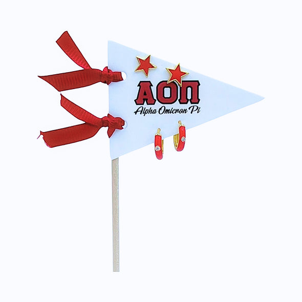 Alpha Omicron Pi Pennant Pair Earring Set