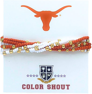 B201 - UT Colors Stack: Set of 6 Beaded Stretch Bracelets