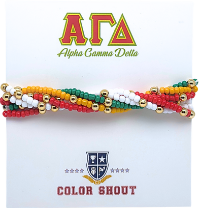 B201 AGD-Alpha Gamma Delta Colors Stack: Set of 6 Beaded Stretch Bracelets