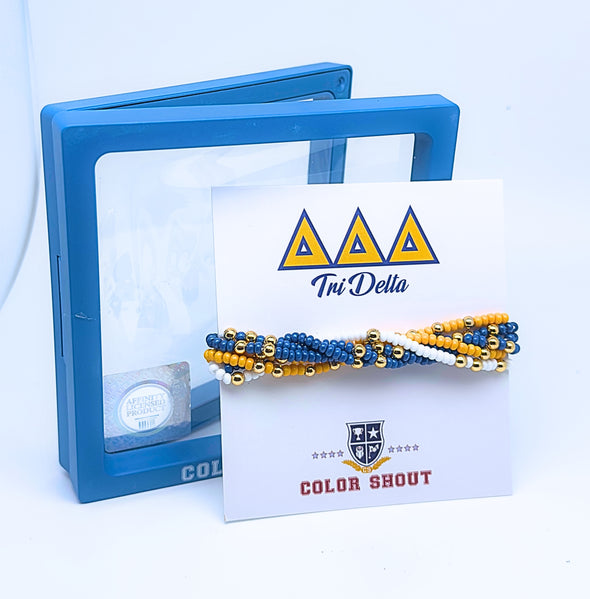 B201 DDD-Delta Delta Delta Colors Stack: Set of 6 Beaded Stretch Bracelets
