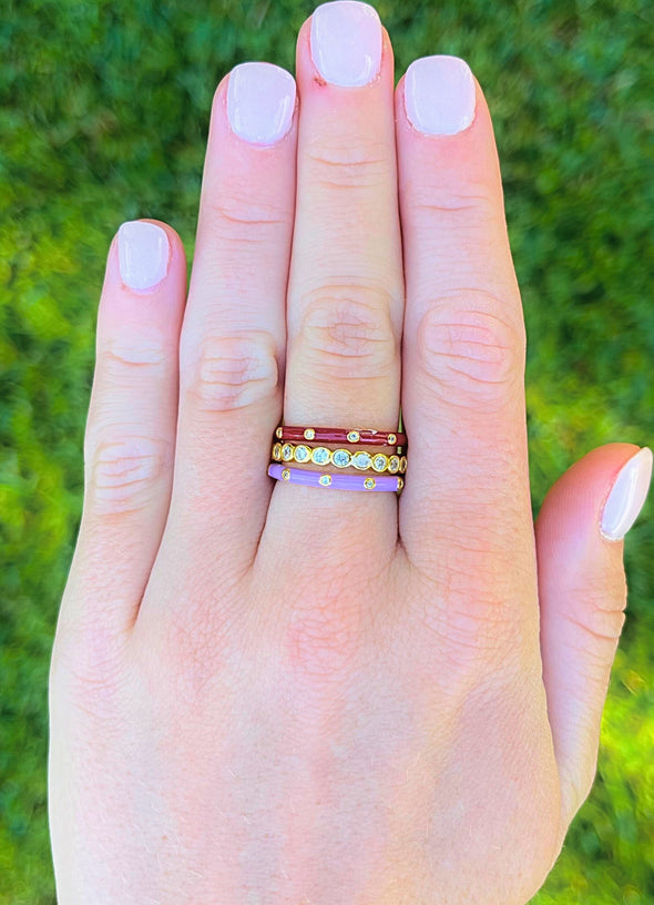 R206 SK-Sigma Kappa Bezel & Enamel Stack Ring Set