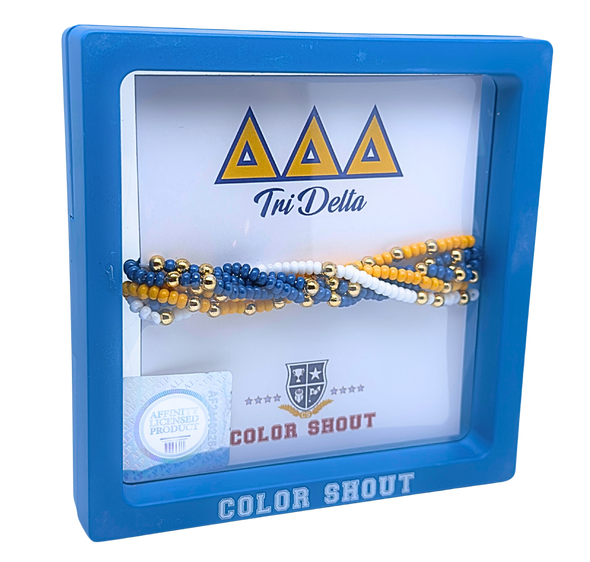 B201 DDD-Delta Delta Delta Colors Stack: Set of 6 Beaded Stretch Bracelets
