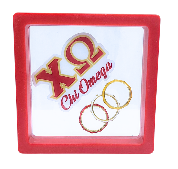 Chi Omega 3 Enamel Stack Ring Set