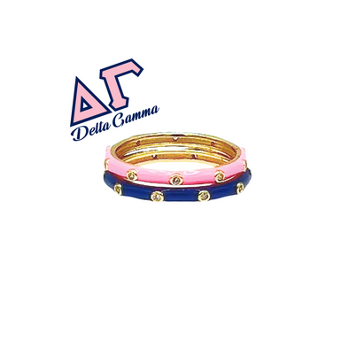 R201-Sorority Colors: 2 Enamel Stack Ring Set