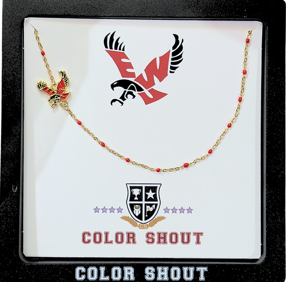 The College Logo Necklace: Side Set Logo on Enamel Bead Necklace