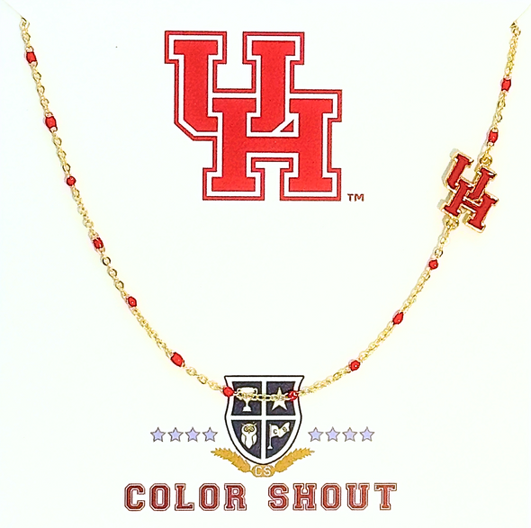 The College Logo Necklace: Side Set Logo on Enamel Bead Necklace