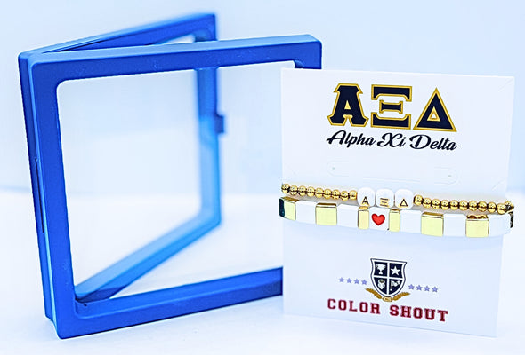 B202 AXD-'I Love' Alpha Xi Delta Bracelet Stack