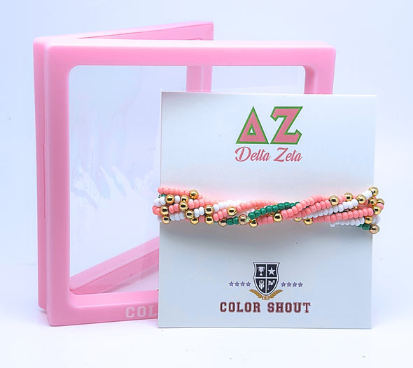 B201 DZ-Delta Zeta Colors Stack: Set of 6 Beaded Stretch Bracelets
