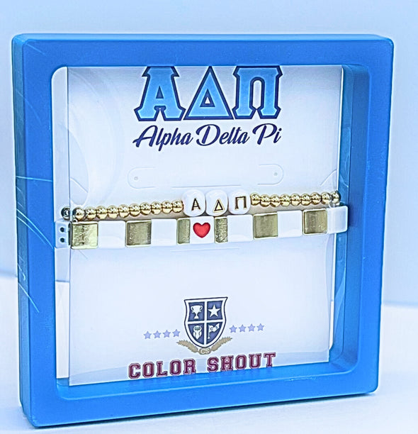 B202 ADP-'I Love' Alpha Delta Pi Bracelet Stack