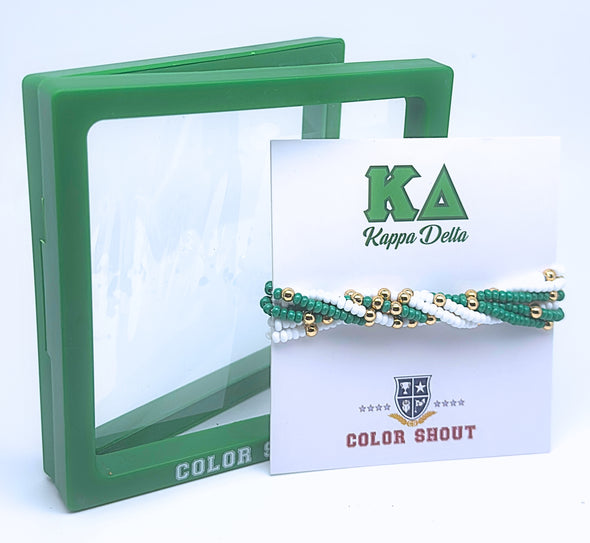 B201 - KD-Kappa Delta Colors Stack: Set of 6 Beaded Stretch Bracelets