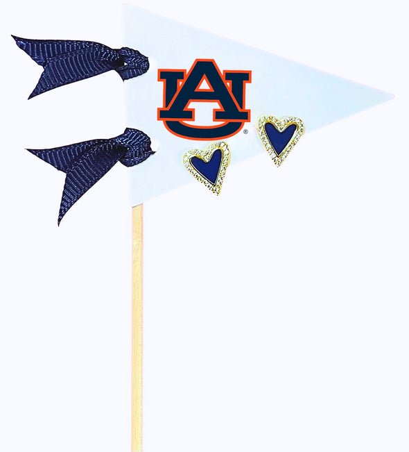 Love Auburn: Heart Studs on Auburn Pennant Flag