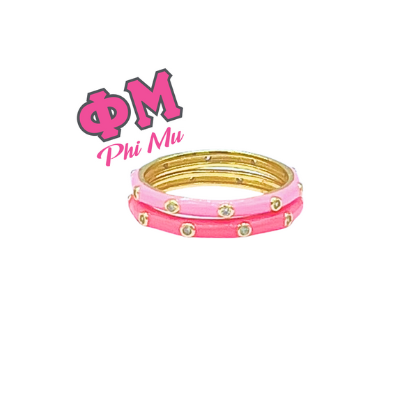 Sorority Colors: 2 Enamel Stack Ring Set