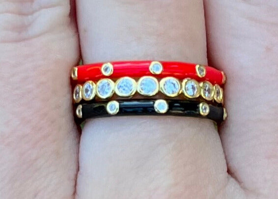R206 AOP-Alpha Omicron Pi Bezel & Enamel Stack Ring Set