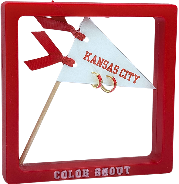 Kansas City Red Enamel Huggie Hoops