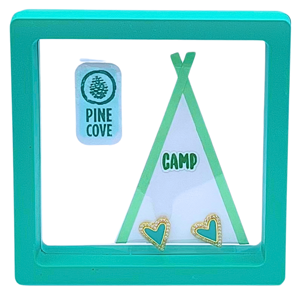 I Love my CAMP: Bright Color Heart Studs on Camp Tent