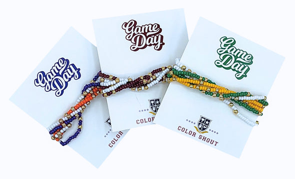 B201- Game Day Team Colors: Set of 6 Stretch Bracelets