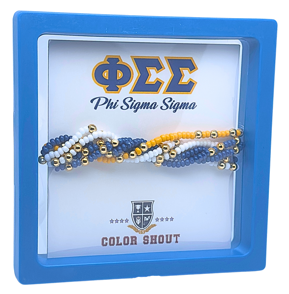 B201 - PSS-Phi Sigma Sigma Colors Stack: Set of 6 Beaded Stretch Bracelets