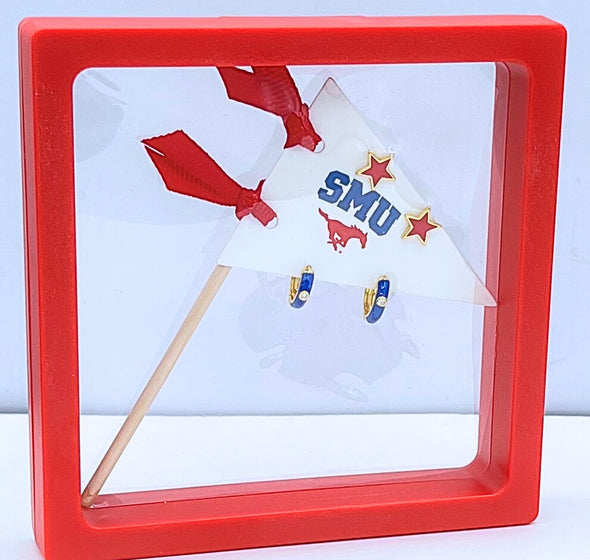 SMU Huggie Hoops on Pennant Flag