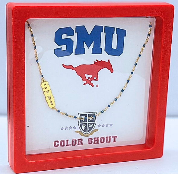 The College Logo Necklace: Side Set Logo on Enamel Bead Necklace