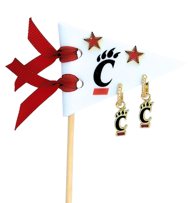 E203 - CIN :  University of Cincinnati Pennant Pair Earring Set