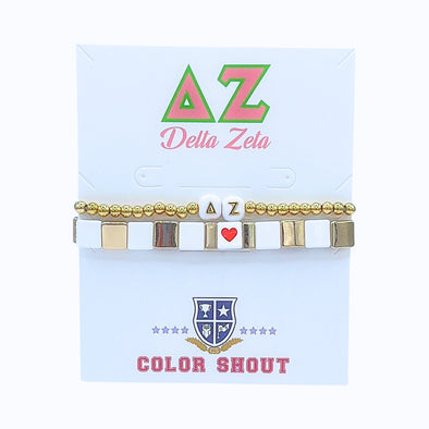 B202 DZ-'I Love' Delta Zeta Bracelet Stack