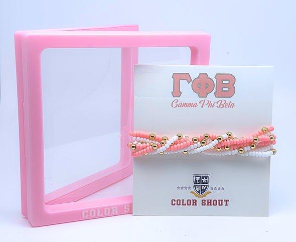 B201 GPB-Gamma Phi Beta Colors Stack: Set of 6 Beaded Stretch Bracelets