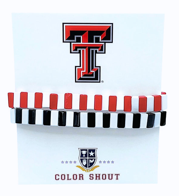 B203 TT-Texas Tech Enamel Tile Double Stack
