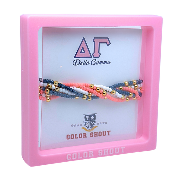 B201 DG-Delta Gamma Colors Stack: Set of 6 Beaded Stretch Bracelets