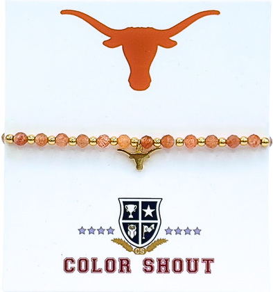 B210 - University of Texas beaded Longhorn charm bracelet
