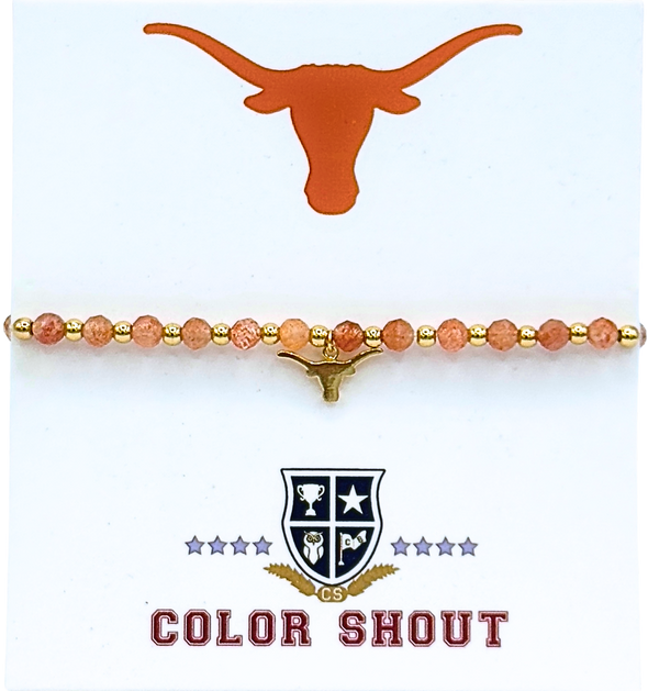 B210 - University of Texas beaded Longhorn charm bracelet