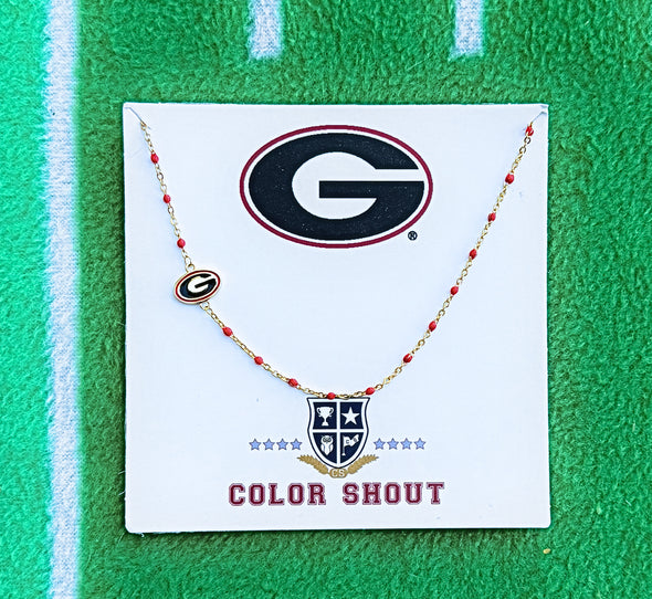 N201 GA-The Georgia Necklace: Side Set G Logo Enamel Bead Necklace