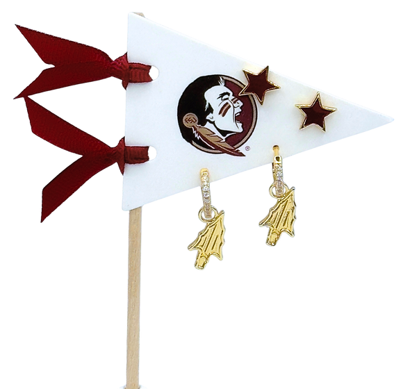 E203 - FSU : Florida State University Pennant Pair College Logo Earring Set