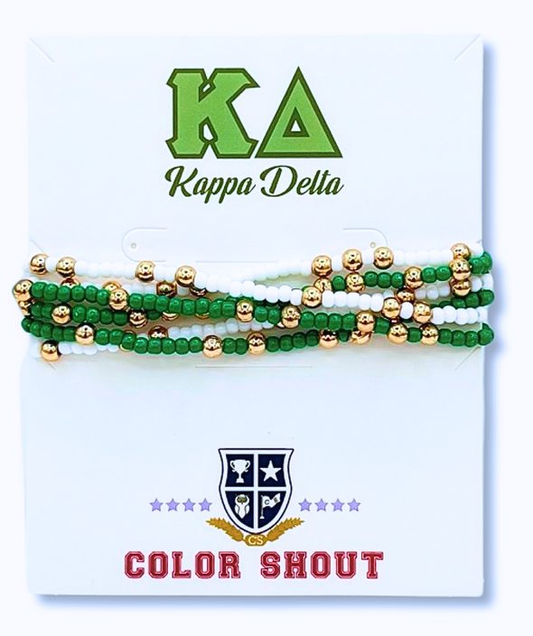 B201-Sorority Colors Stack: Set of 6 Beaded Stretch Bracelets