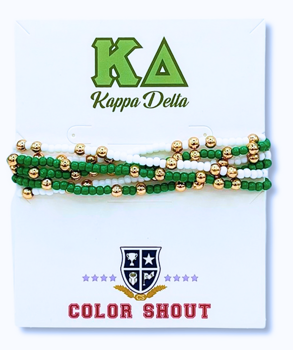 Sorority Colors Stack: Set of 6 Beaded Stretch Bracelets