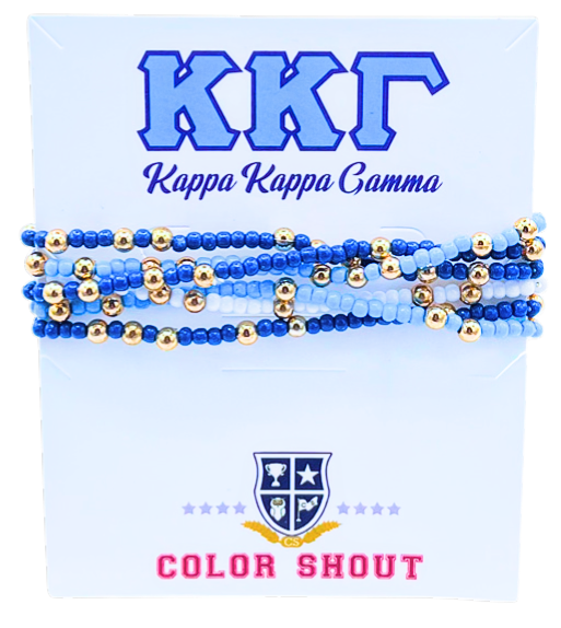 B201-Sorority Colors Stack: Set of 6 Beaded Stretch Bracelets