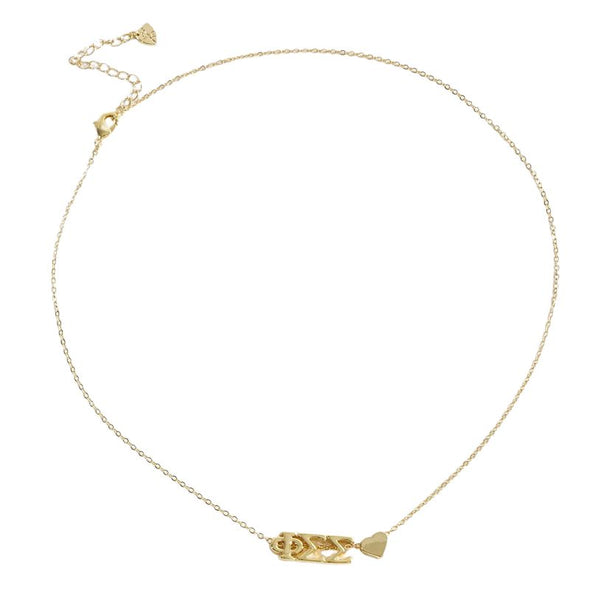 N202-I Love My Sorority: Greek Letters Heart Necklace