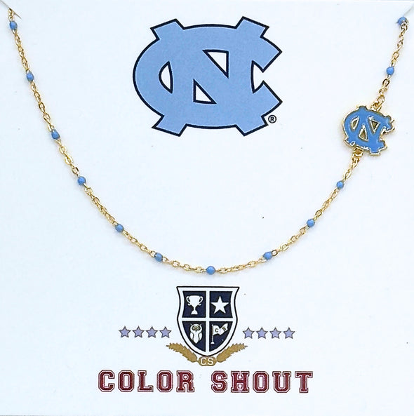 The College Logo Necklace: Side Set Logo on Enamel Bead Necklace