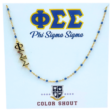 N201 PSS-Phi Sigma Sigma Necklace: Side Set Φ Σ Σ Enamel Bead Necklace