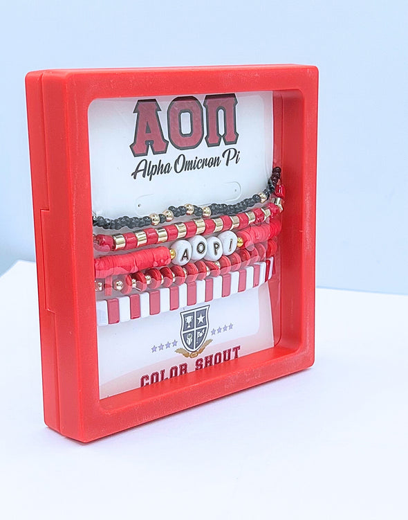 Alpha Omicron Pi  5 Bracelet Stack