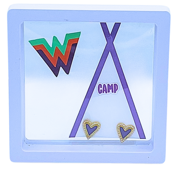 I Love my CAMP: Bright Color Heart Studs on Camp Tent