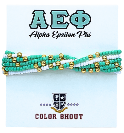 Alpha Epsilon Phi Colors Stack: Set of 6 Beaded Stretch Bracelets