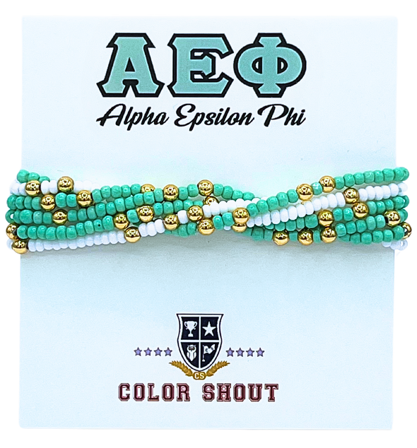 B201-Sorority Colors Stack: Set of 6 Beaded Stretch Bracelets