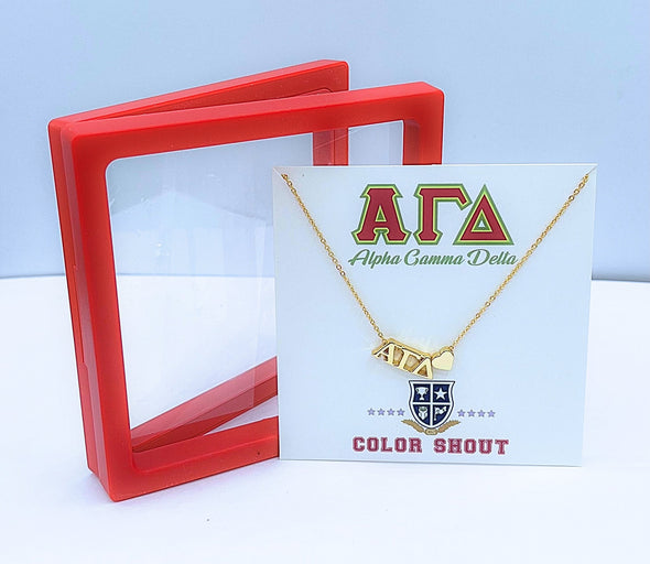 N201 AGD-The Alpha Gamma Delta Necklace: Side Set ΑΓΔ Enamel Bead Necklace