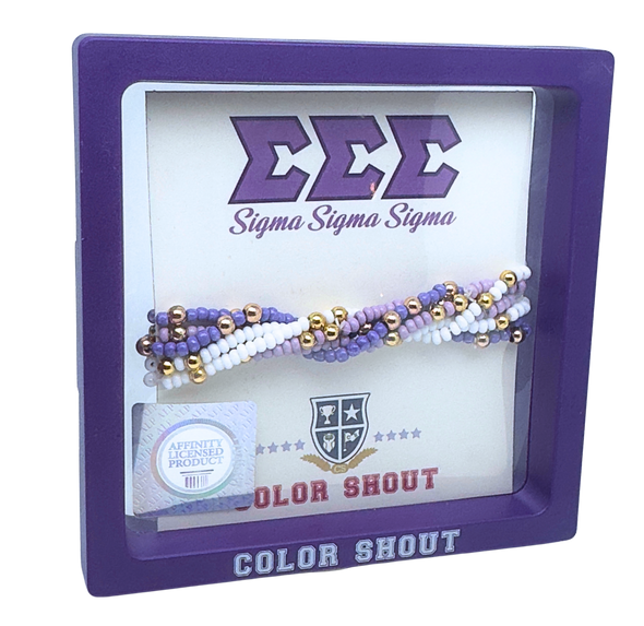 B201 - SSS - Sigma Sigma Sigma Colors Stack: Set of 6 Beaded Stretch Bracelets