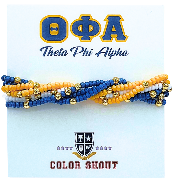 B201-Sorority Colors Stack: Set of 6 Beaded Stretch Bracelets