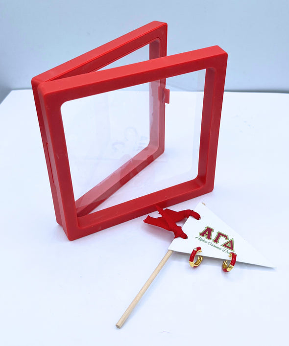 Alpha Gamma Delta Red Huggie Hoops