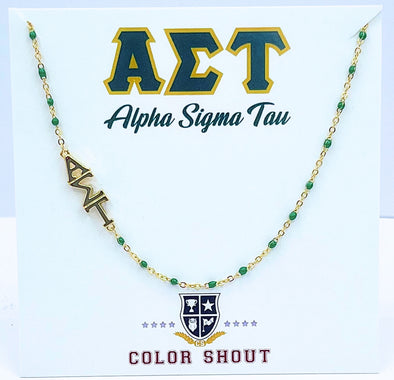 The Alpha Sigma Tau Necklace: Side Set AΣT Enamel Bead Necklace
